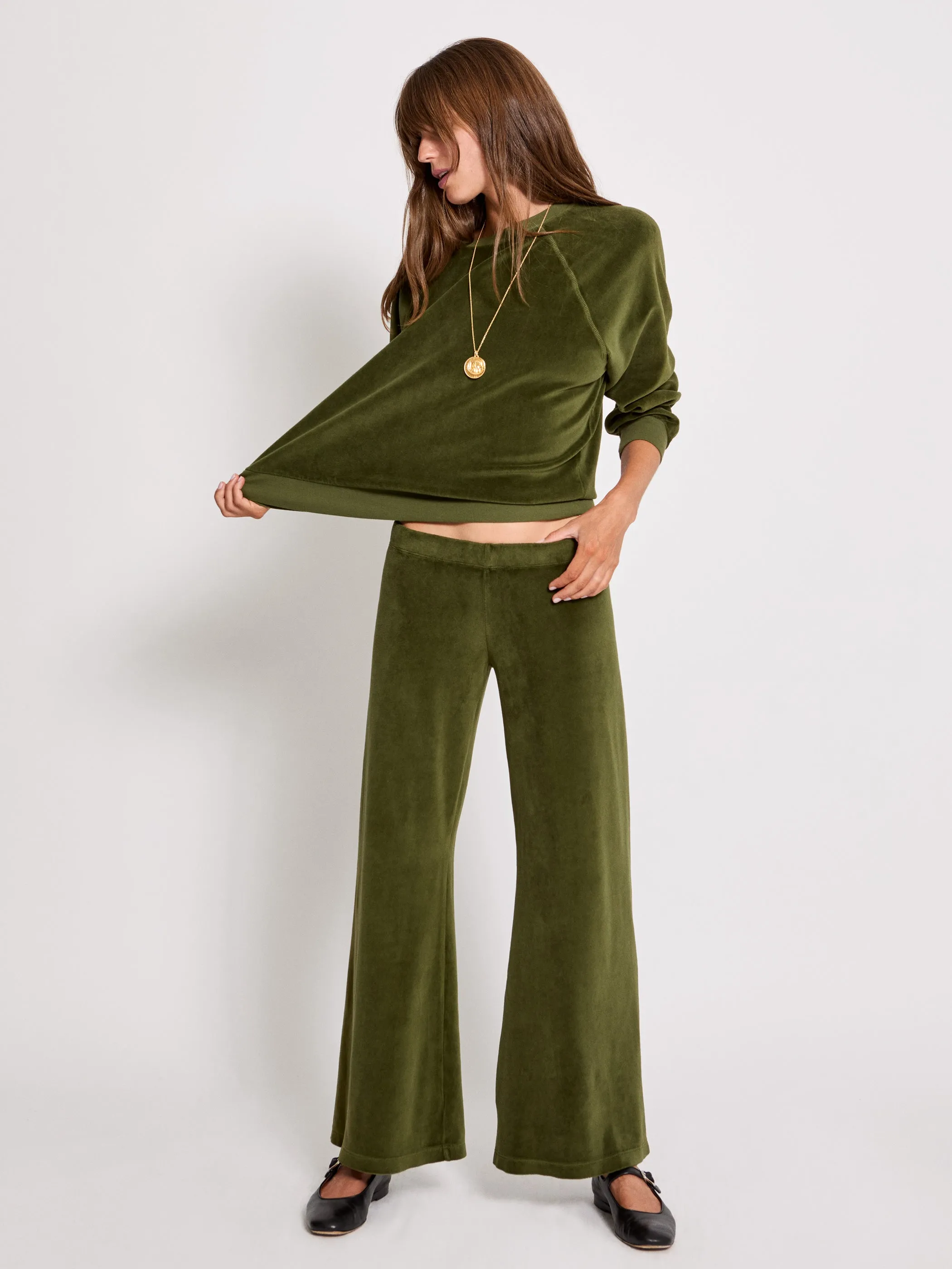 The Lito Low Rise Flare Pants in Velour