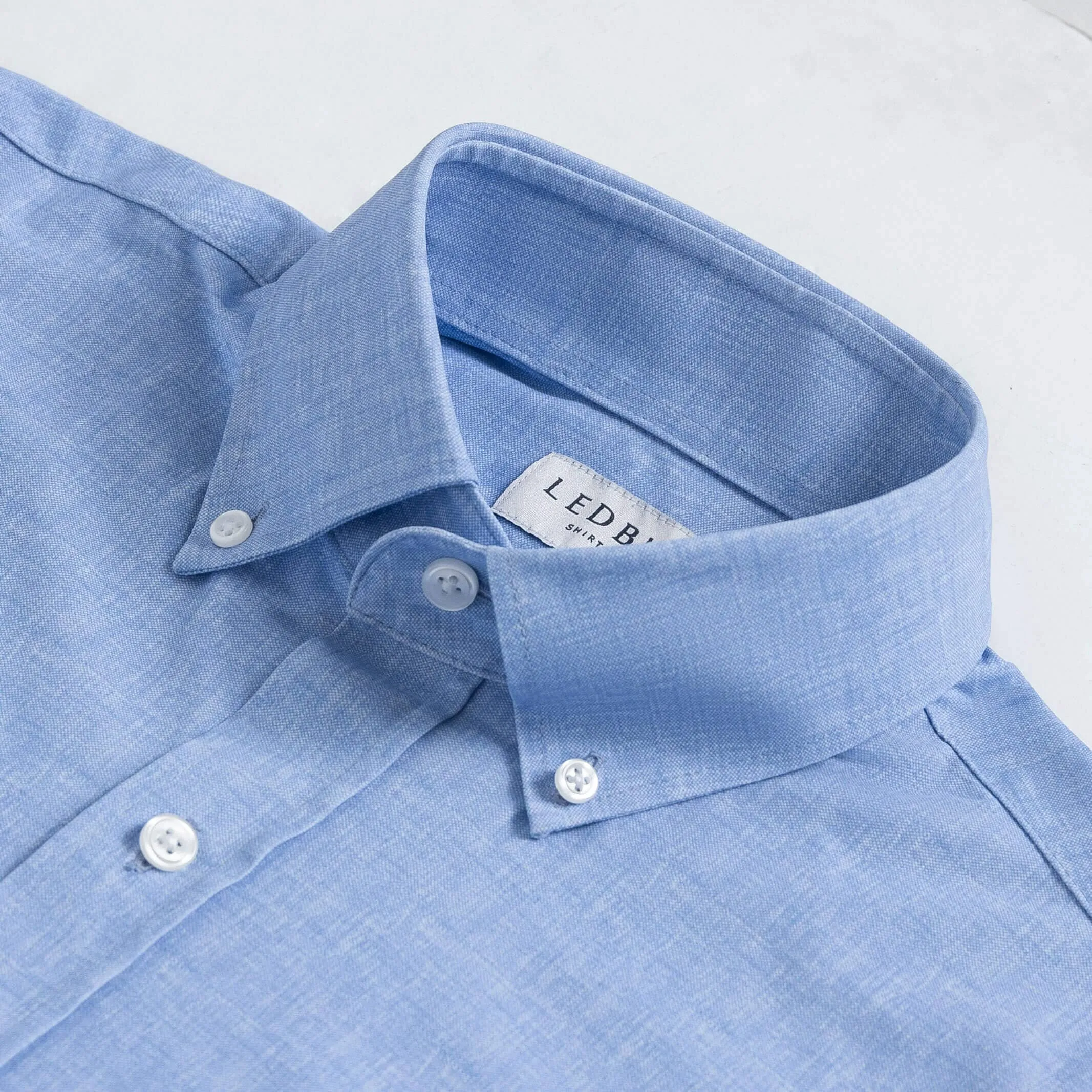 The Sky Blue Patton Chambray Print Knit Custom Shirt