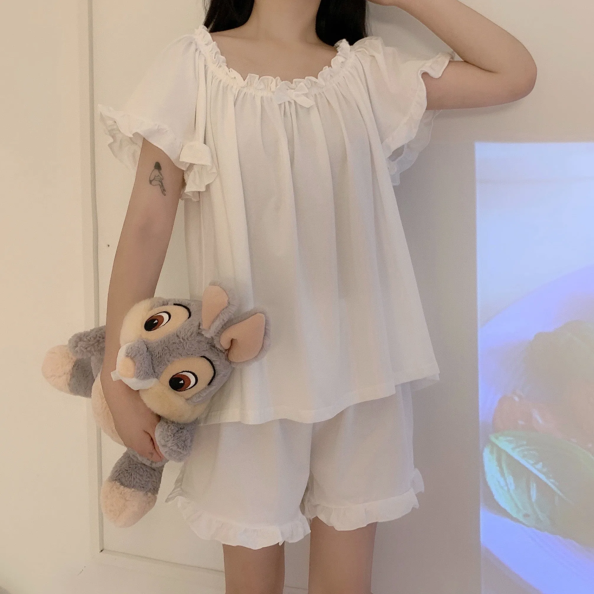 Thin Ice Silk Cute Pajamas And Home Service Suit