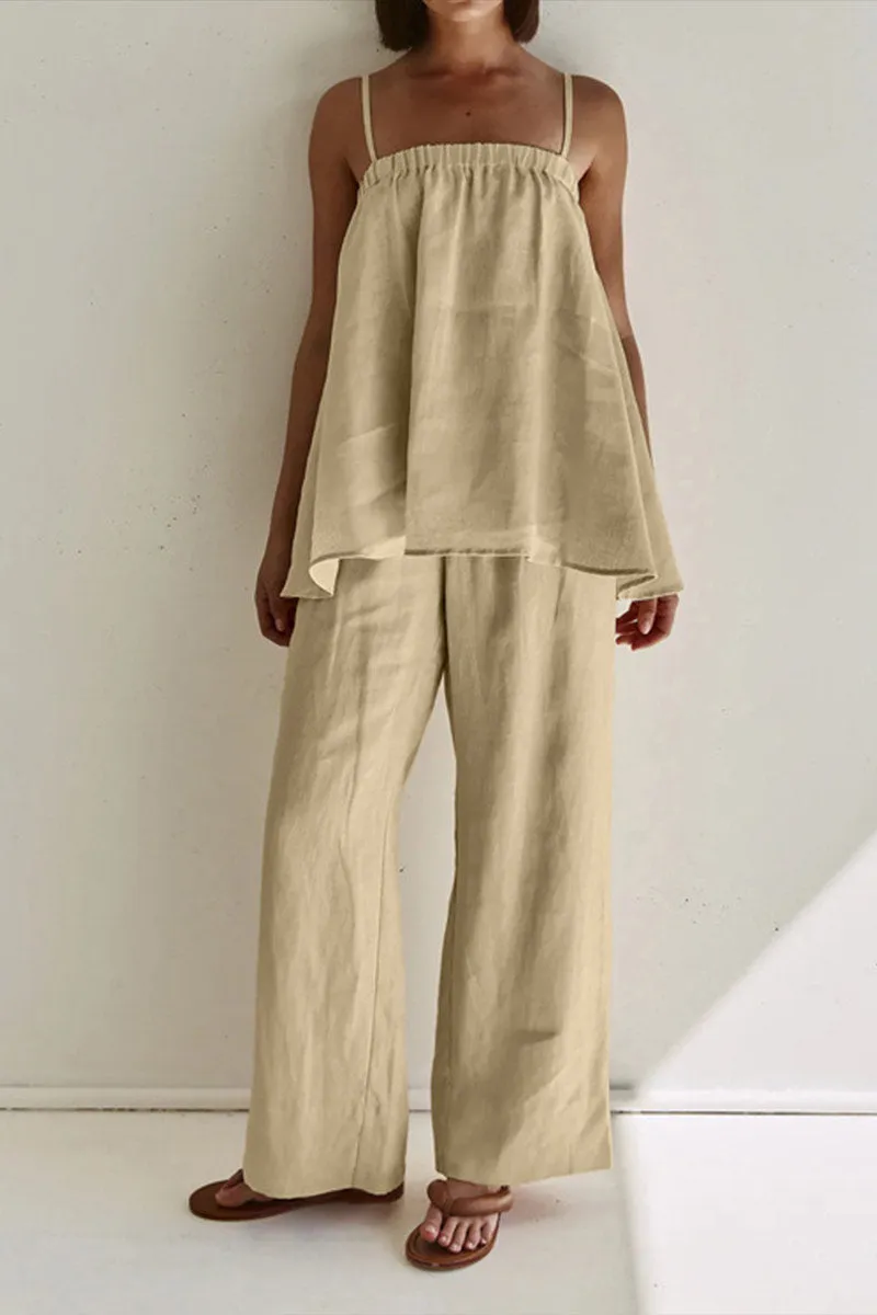 TNF4189 Sleeveless Flare Top & Pants Set