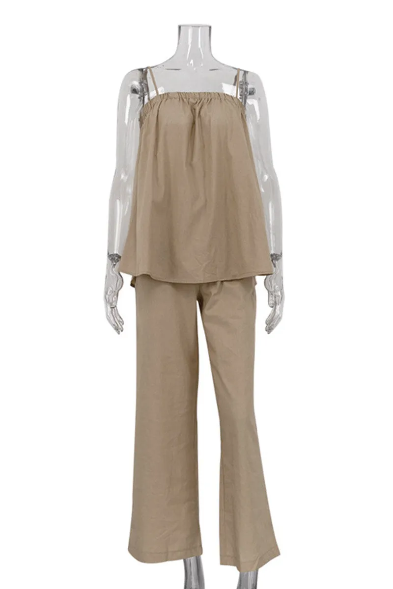 TNF4189 Sleeveless Flare Top & Pants Set