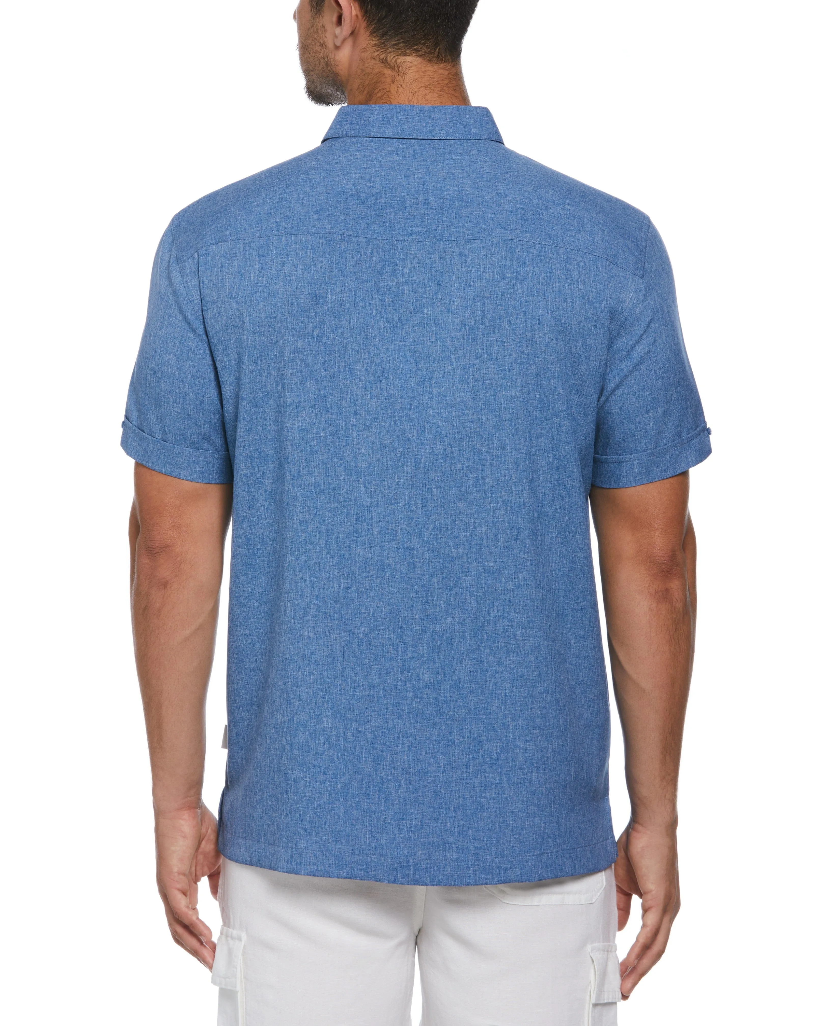 Two-Tone Cross Tuck Chambray Shirt