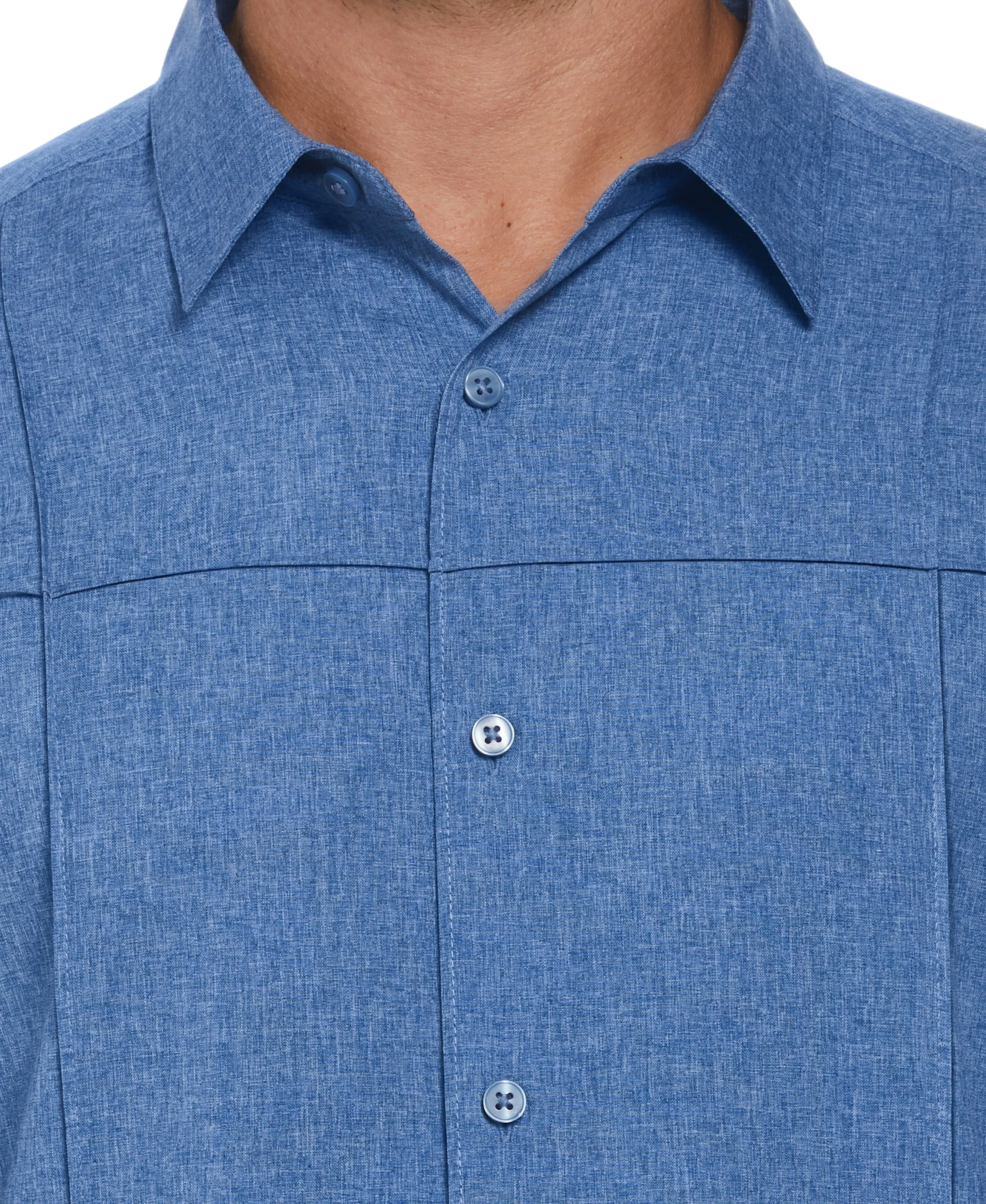 Two-Tone Cross Tuck Chambray Shirt