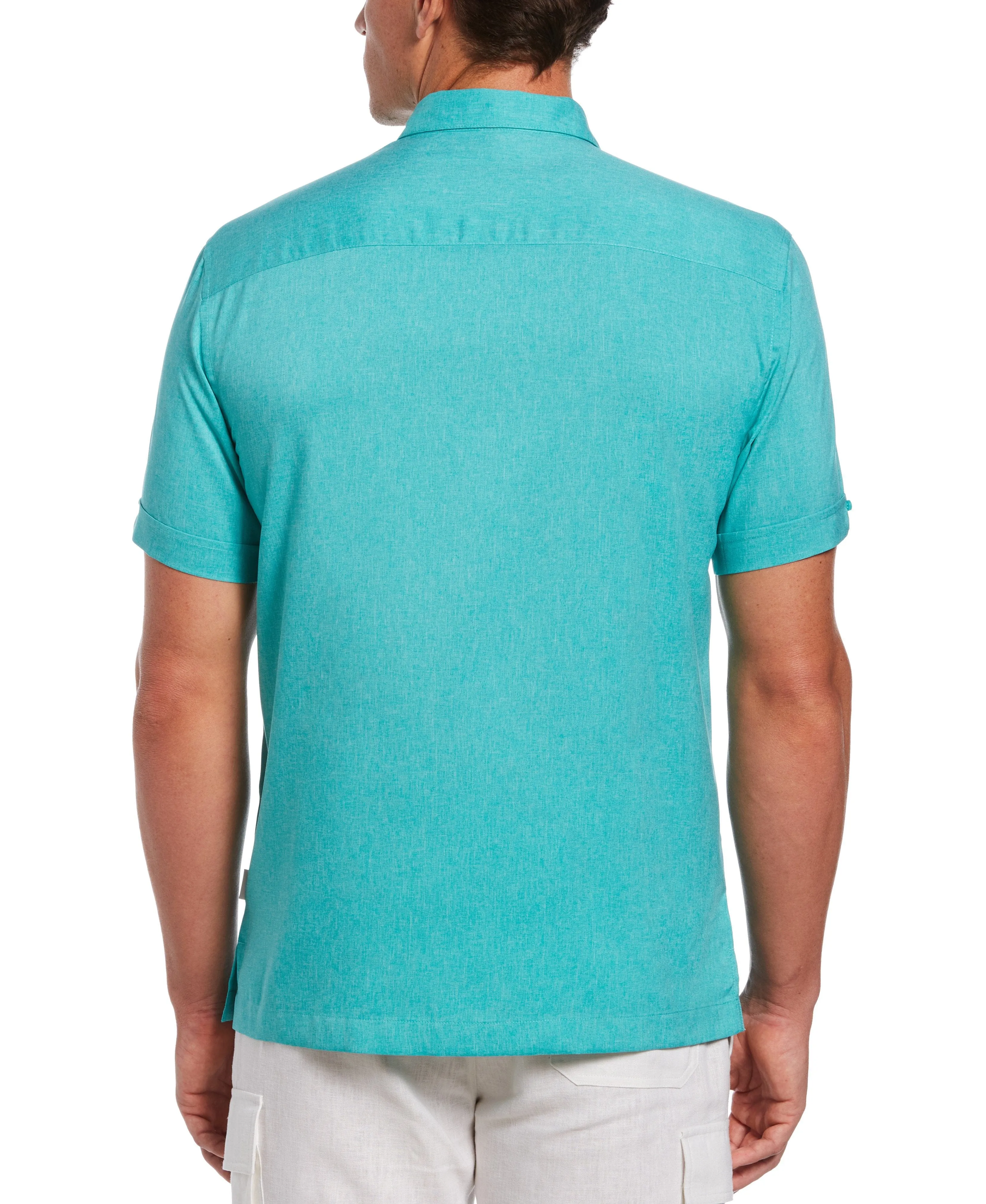 Two-Tone Cross Tuck Chambray Shirt
