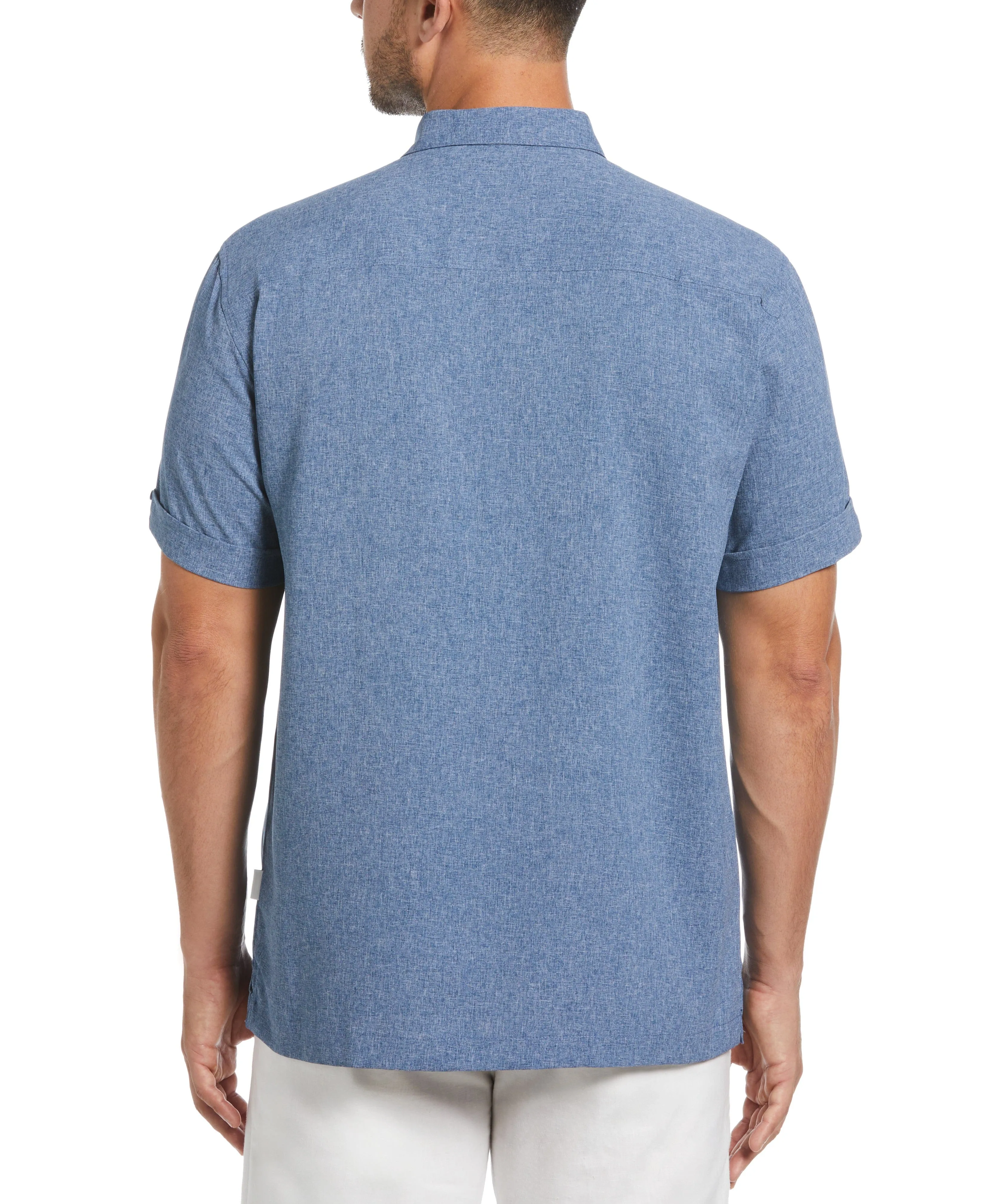 Two-Tone Cross Tuck Chambray Shirt