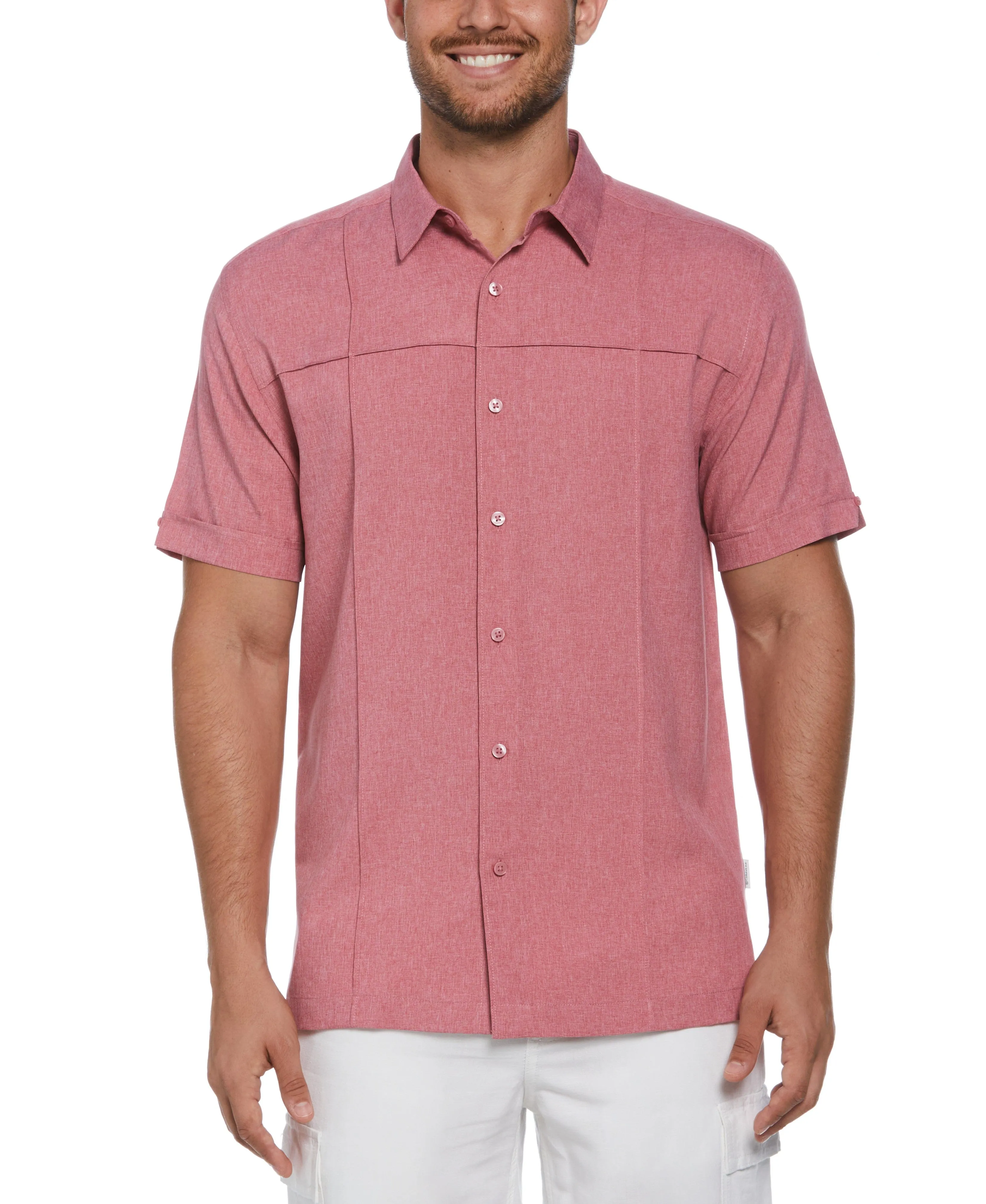 Two-Tone Cross Tuck Chambray Shirt