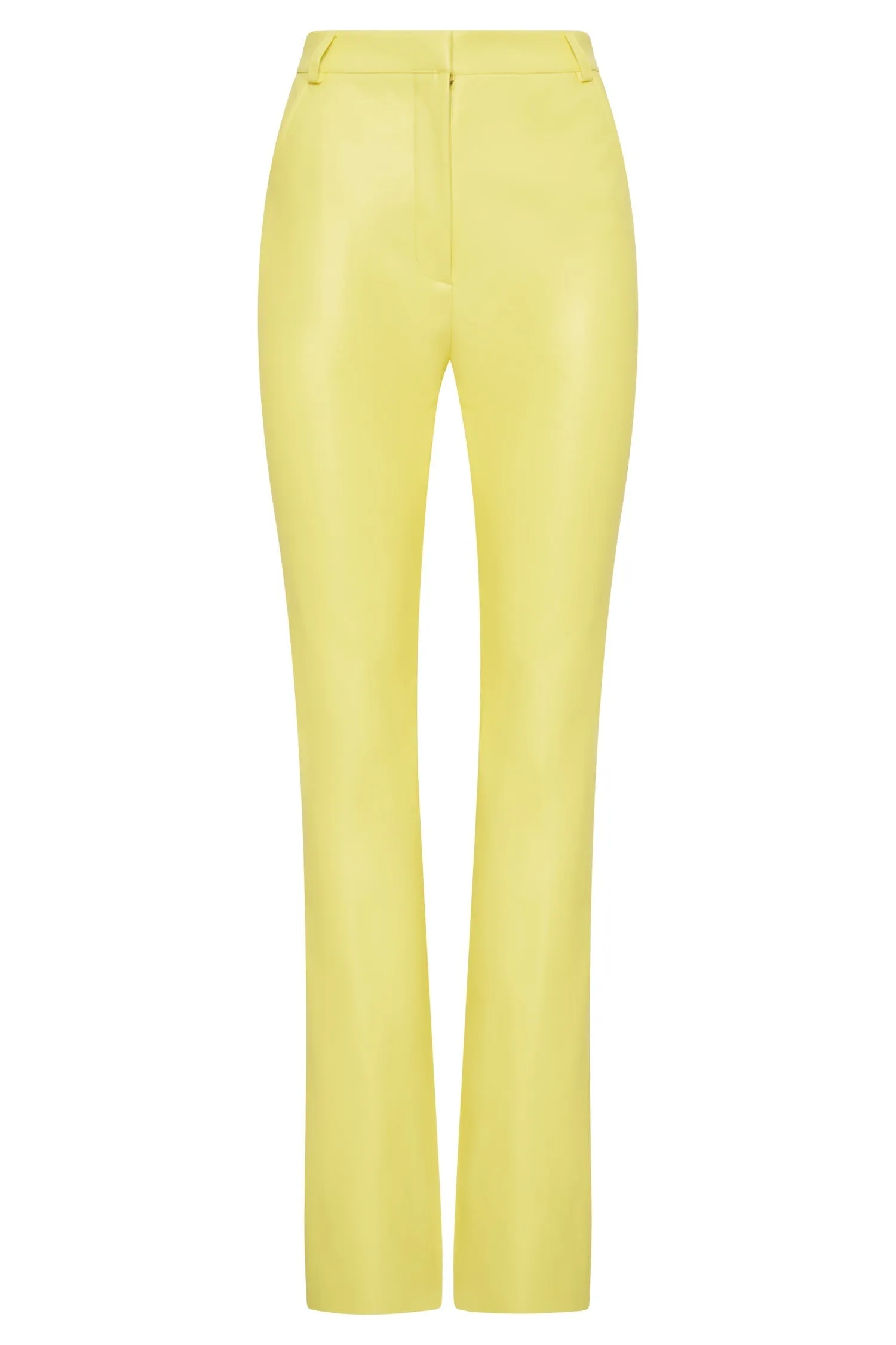 Tyra Straight Leg Faux Leather Pants - Lemon