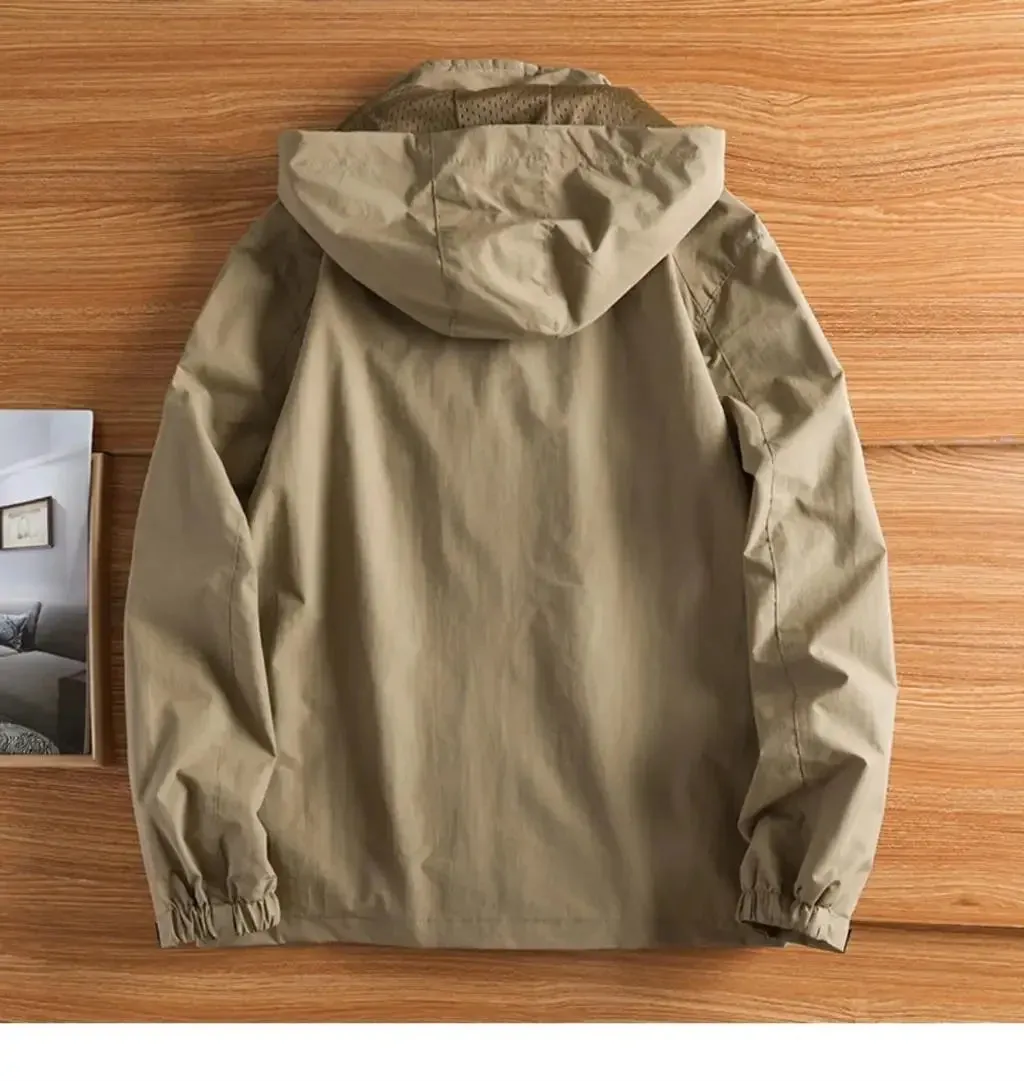 UETEEY Windbreaker Jackets For Men Motorcycle Military Clothing Waterproof Male Hooded Jacket Camping Outdoor Hiking Men's Coat