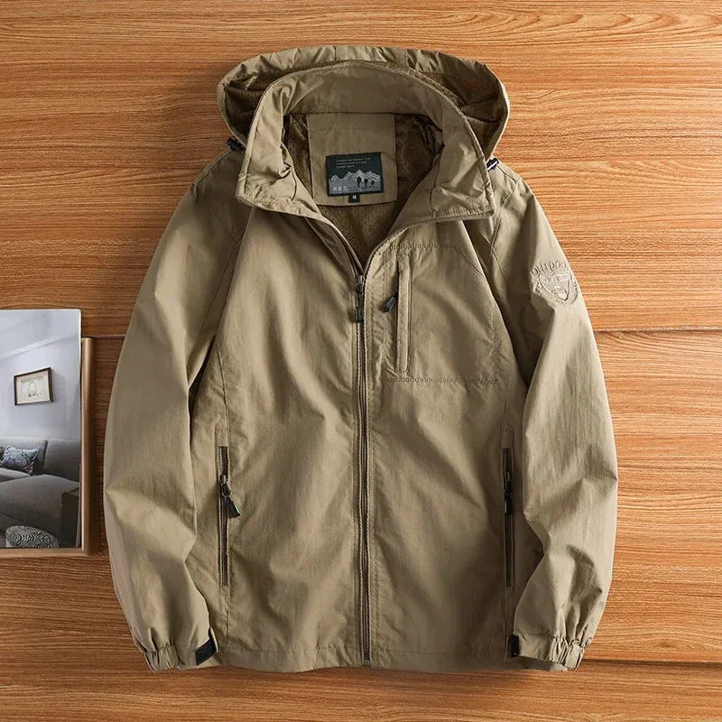 UETEEY Windbreaker Jackets For Men Motorcycle Military Clothing Waterproof Male Hooded Jacket Camping Outdoor Hiking Men's Coat