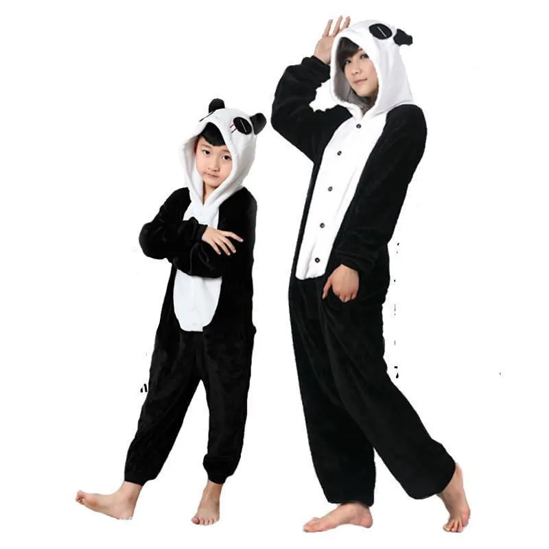 Unicorn Stitch Panda Unisex Flannel Hoodie Pajamas Costume Cosplay Animal Onesies Sleepwear For Men Women Adults Child