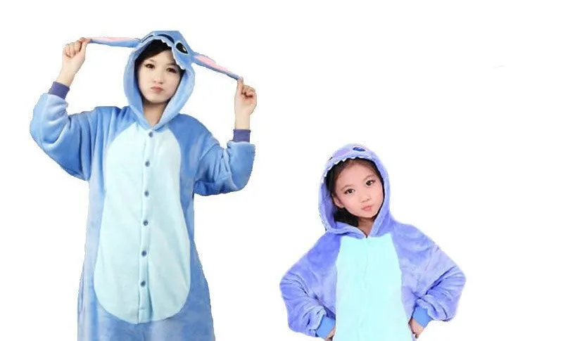 Unicorn Stitch Panda Unisex Flannel Hoodie Pajamas Costume Cosplay Animal Onesies Sleepwear For Men Women Adults Child