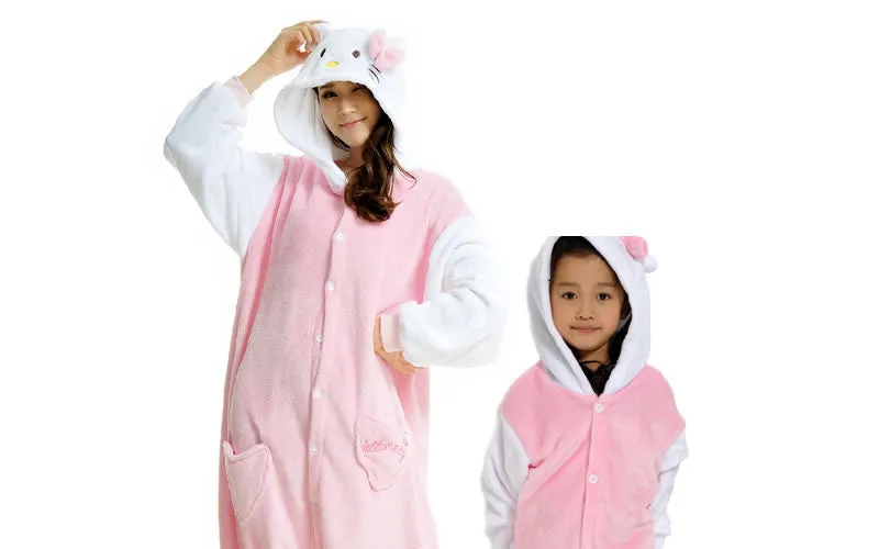 Unicorn Stitch Panda Unisex Flannel Hoodie Pajamas Costume Cosplay Animal Onesies Sleepwear For Men Women Adults Child