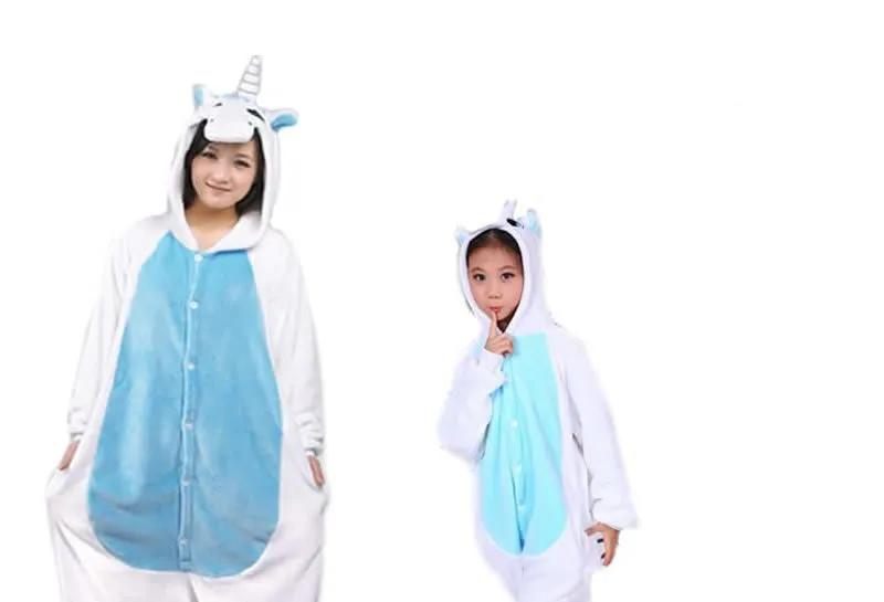 Unicorn Stitch Panda Unisex Flannel Hoodie Pajamas Costume Cosplay Animal Onesies Sleepwear For Men Women Adults Child