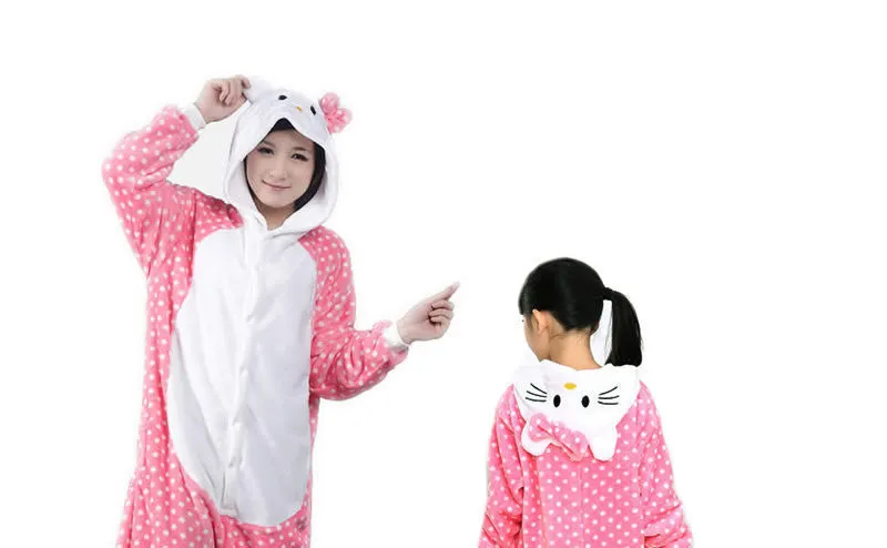 Unicorn Stitch Panda Unisex Flannel Hoodie Pajamas Costume Cosplay Animal Onesies Sleepwear For Men Women Adults Child
