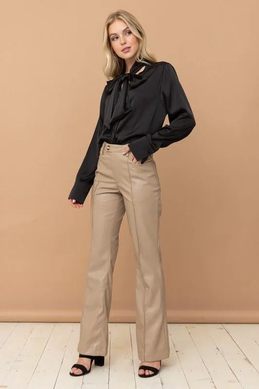 Vegan Leather Bootcut Pants