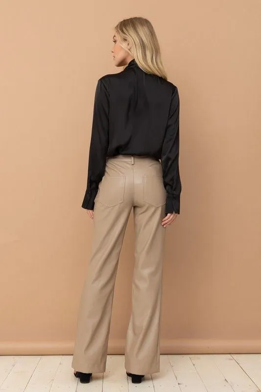 Vegan Leather Bootcut Pants