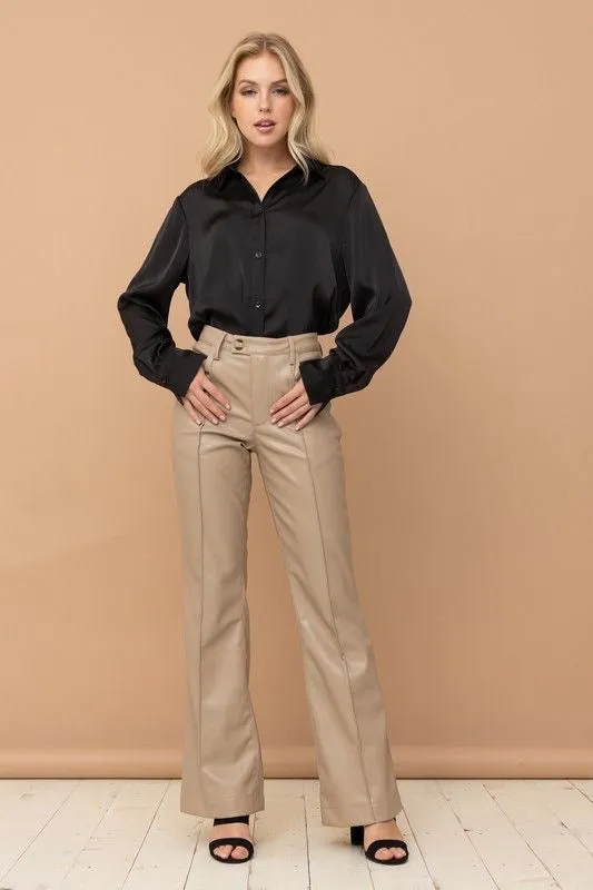 Vegan Leather Bootcut Pants