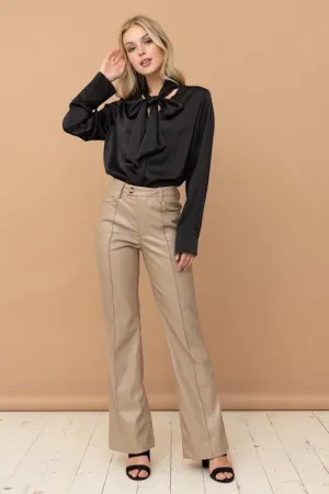 Vegan Leather Bootcut Pants