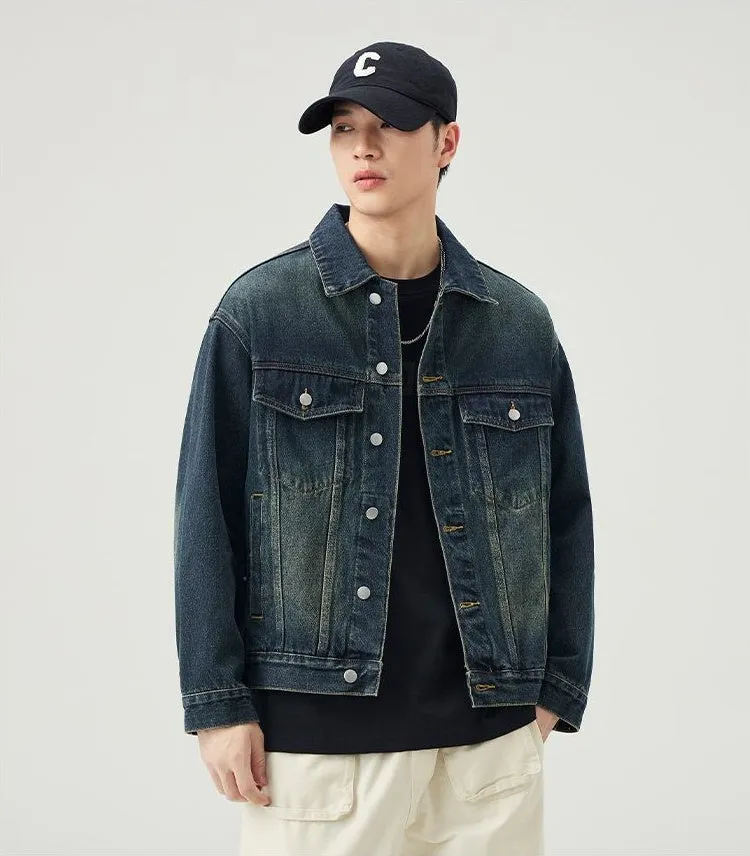 Vintage-Inspired Patchwork Trucker Jacket for Casual Outings