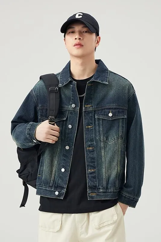 Vintage-Inspired Patchwork Trucker Jacket for Casual Outings