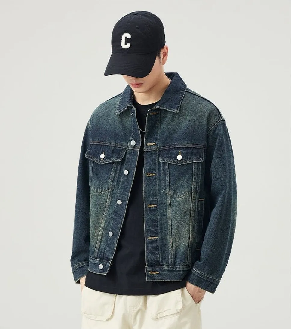 Vintage-Inspired Patchwork Trucker Jacket for Casual Outings