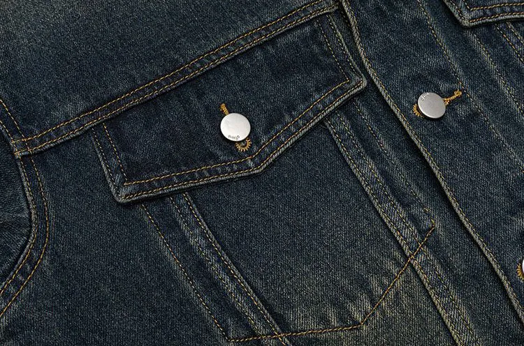 Vintage-Inspired Patchwork Trucker Jacket for Casual Outings