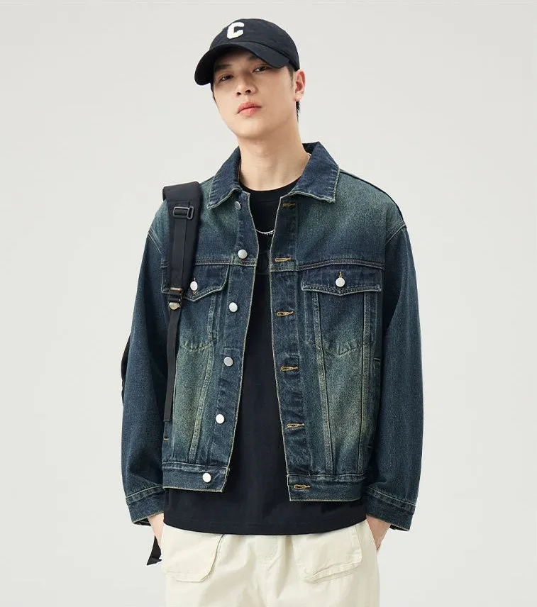 Vintage-Inspired Patchwork Trucker Jacket for Casual Outings