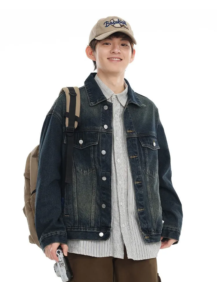 Vintage-Inspired Patchwork Trucker Jacket for Casual Outings