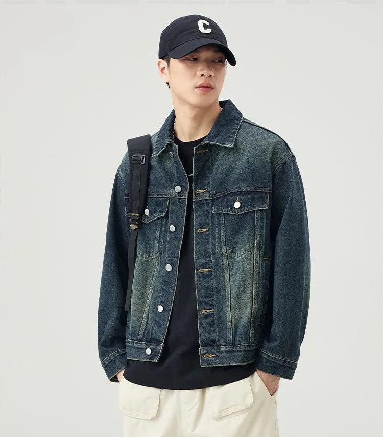 Vintage-Inspired Patchwork Trucker Jacket for Casual Outings