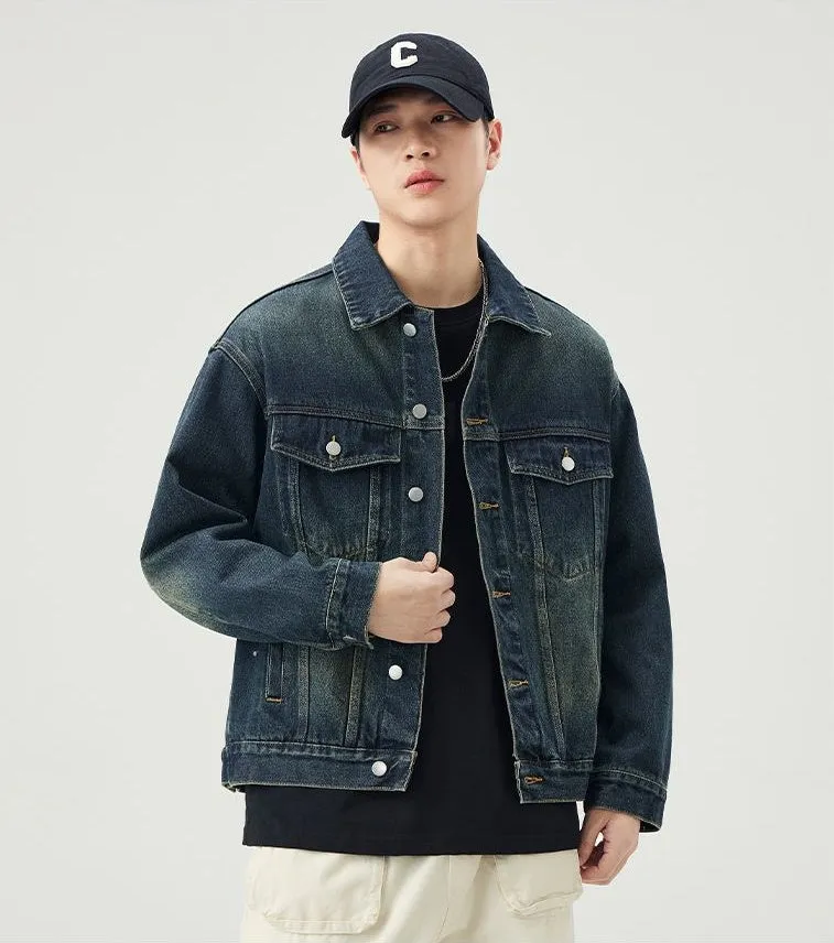 Vintage-Inspired Patchwork Trucker Jacket for Casual Outings