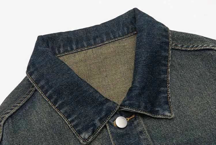 Vintage-Inspired Patchwork Trucker Jacket for Casual Outings
