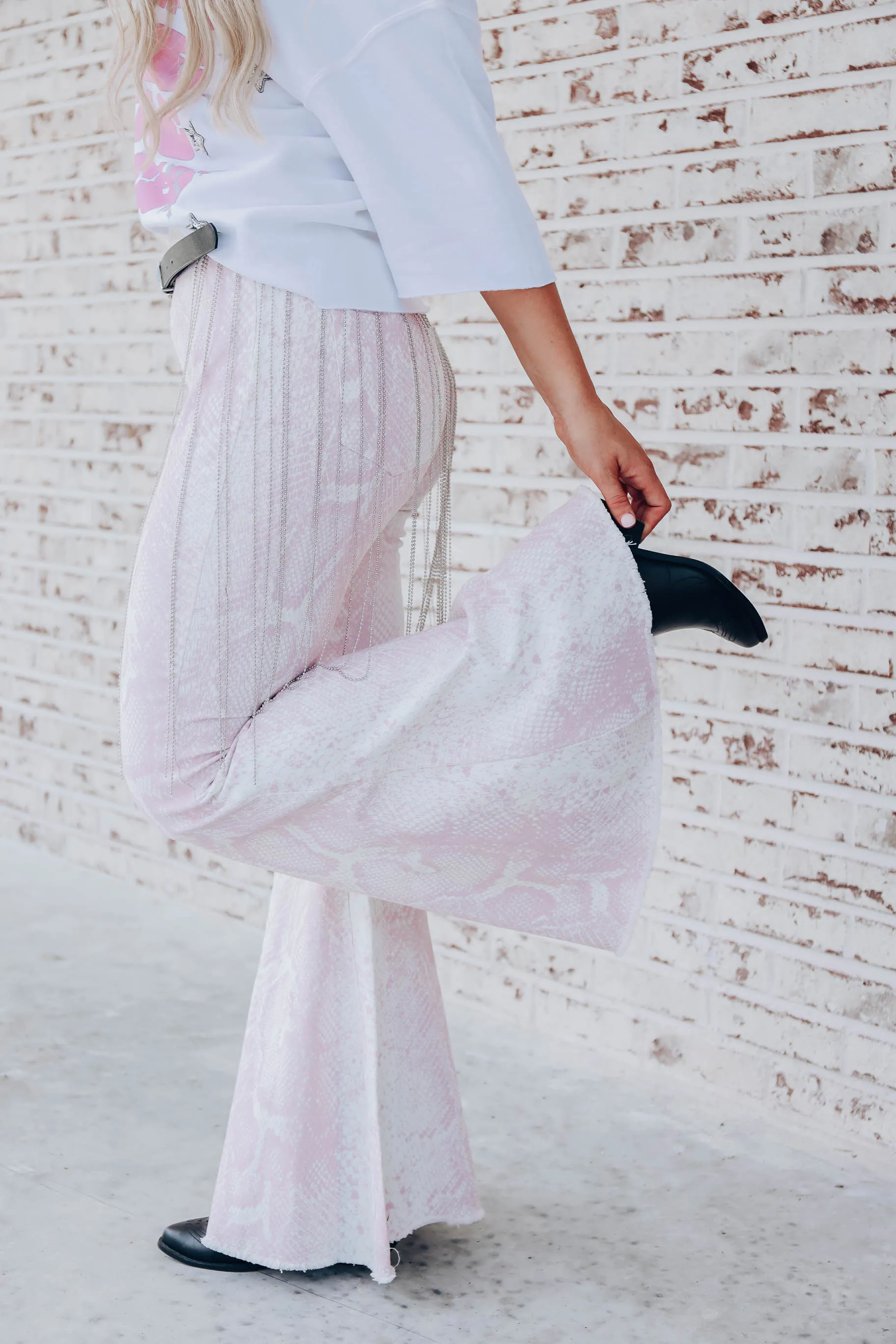 Viper Snakeskin Flare Pants -Lilac