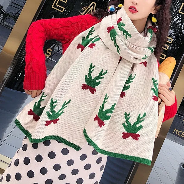 Warm Cashmere Thick Scarf Shawl Wrap for Women Ladies Girls Animal Elk Wapiti Moose Pattern 40x200