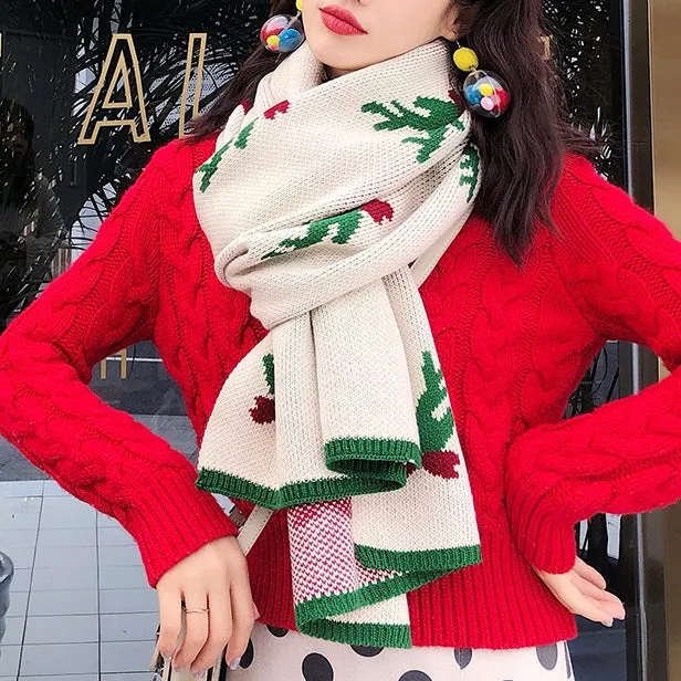 Warm Cashmere Thick Scarf Shawl Wrap for Women Ladies Girls Animal Elk Wapiti Moose Pattern 40x200