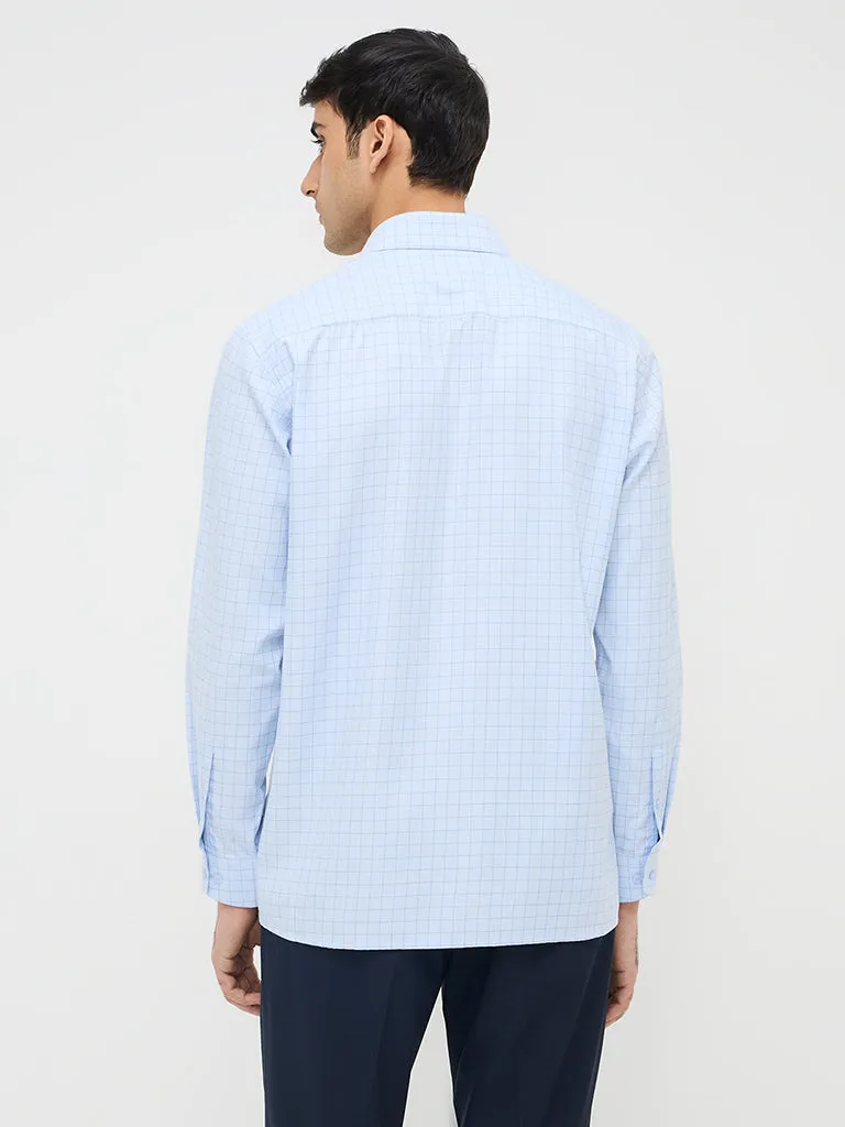 WES Formals Blue Checks Design Relaxed-Fit Shirt