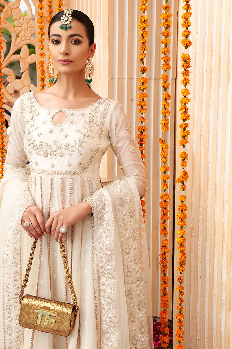 White and Gold Dress Pakistani in Pishwas Style #WS709