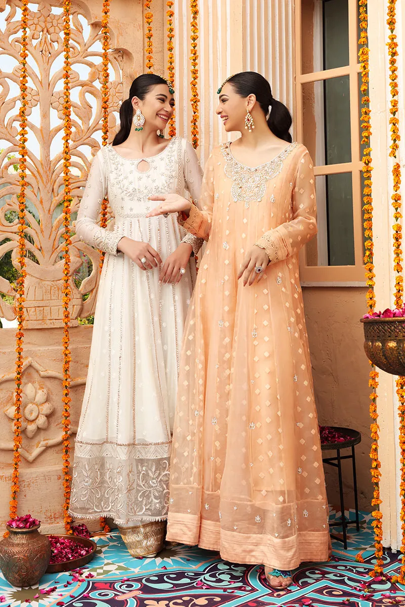 White and Gold Dress Pakistani in Pishwas Style #WS709