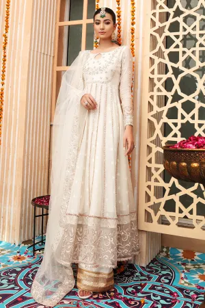 White and Gold Dress Pakistani in Pishwas Style #WS709