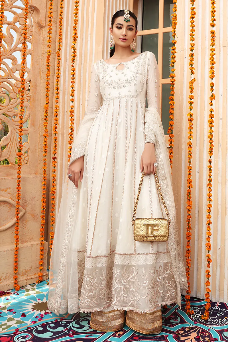 White and Gold Dress Pakistani in Pishwas Style #WS709