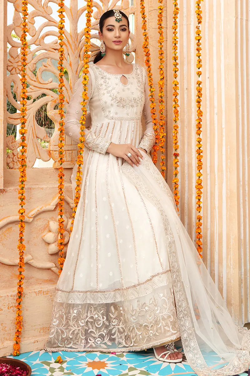 White and Gold Dress Pakistani in Pishwas Style #WS709