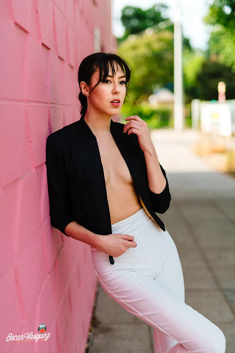 White Rolldown Flare Pants