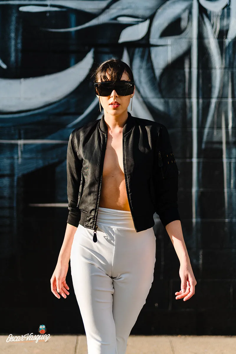 White Rolldown Flare Pants