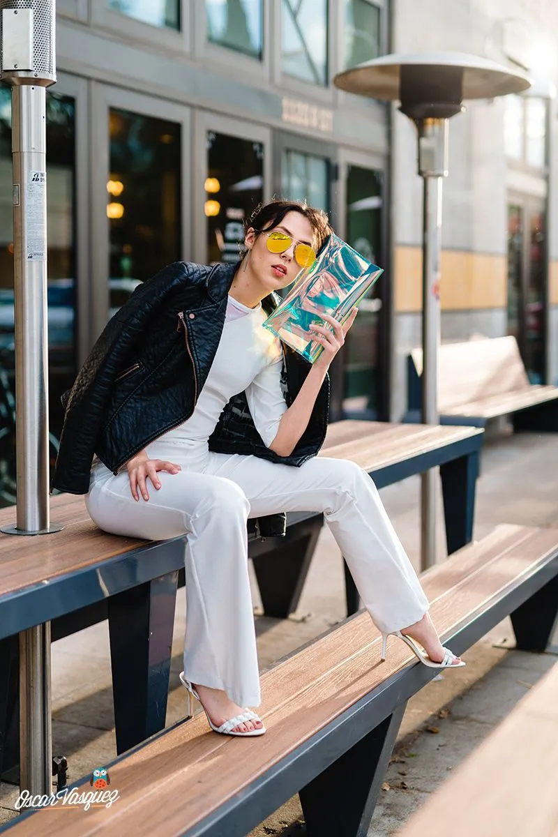 White Rolldown Flare Pants