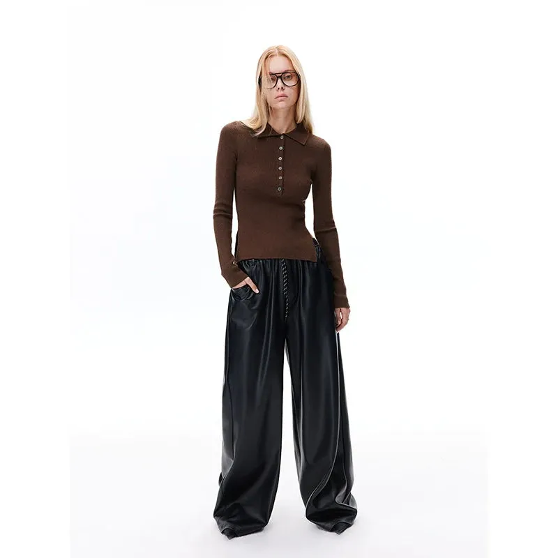 Wide-Leg Faux Leather Pants