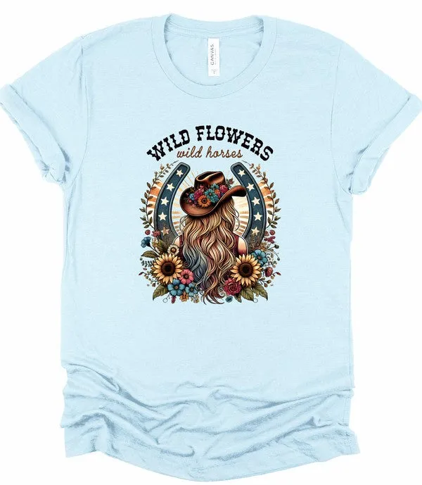 Wild Flowers Wild Horses Graphic Tee