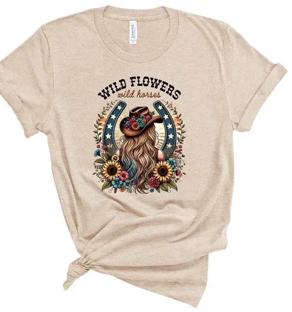 Wild Flowers Wild Horses Graphic Tee