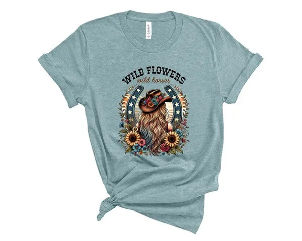 Wild Flowers Wild Horses Graphic Tee