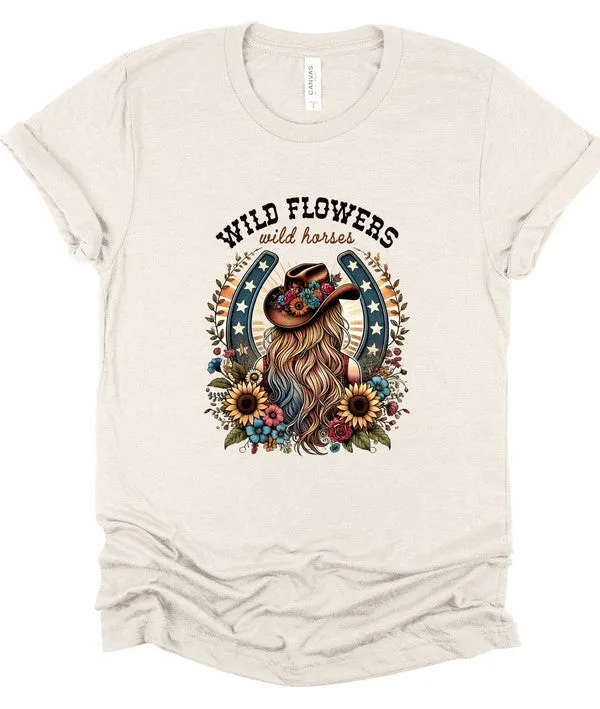 Wild Flowers Wild Horses Graphic Tee
