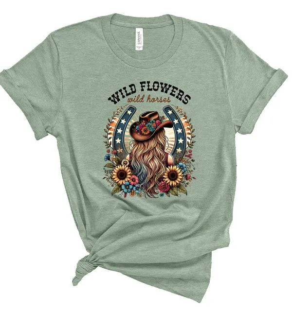 Wild Flowers Wild Horses Graphic Tee