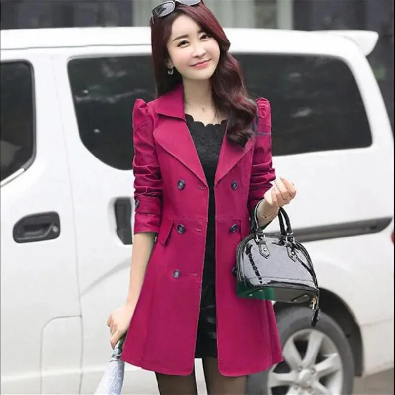 Windbreaker women's Outerwear clothing medium and long casual outerwear women's lining